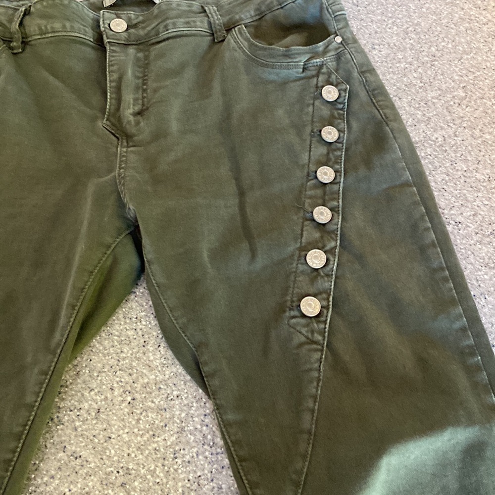Army green stretchy pants. - Picture 3 of 5